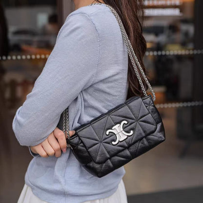 Celine Vegan Leather Quilted Studded Shoulder Bag Easy Beauty Nepal