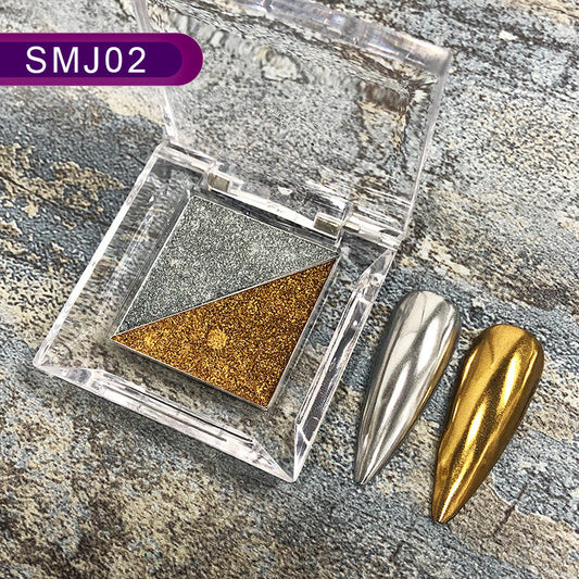 2 Color Golden Silver Mix Magic Mirror Chrome Nail Powder Mask Queen Nepal