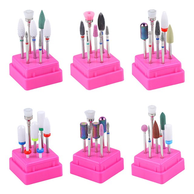 Nail Drill Bit Holder Storage Box 7 Slots Mask Queen Nepal