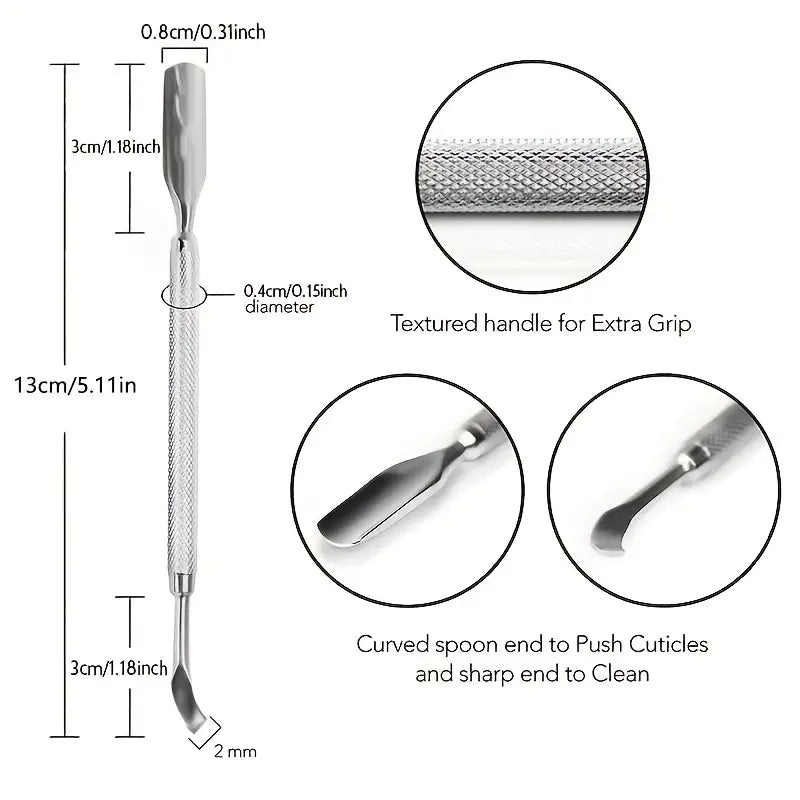 Stainless Steel Double-Ended Cuticle Pusher for Pedicure and Manicure Mask Queen Nepal