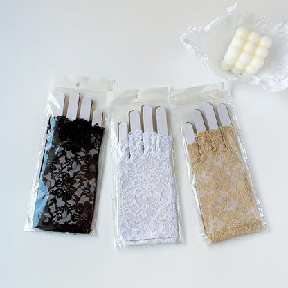 Lace Gloves, Fingerless, Women's Gloves, UV Protection, Summer, Stylish, Floral Pattern, Thin, Short, Gloves, Sunscreen, UV Protection, Bicycle, Driving, Wedding, Brides Mask Queen Nepal