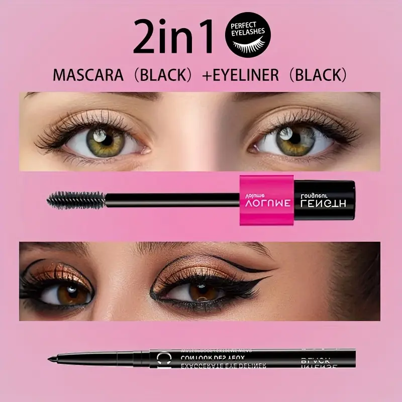 QICIY 2 in 1 Long Lasting Waterproof Black Mascara & Eyeliner Pen Mask Queen Nepal