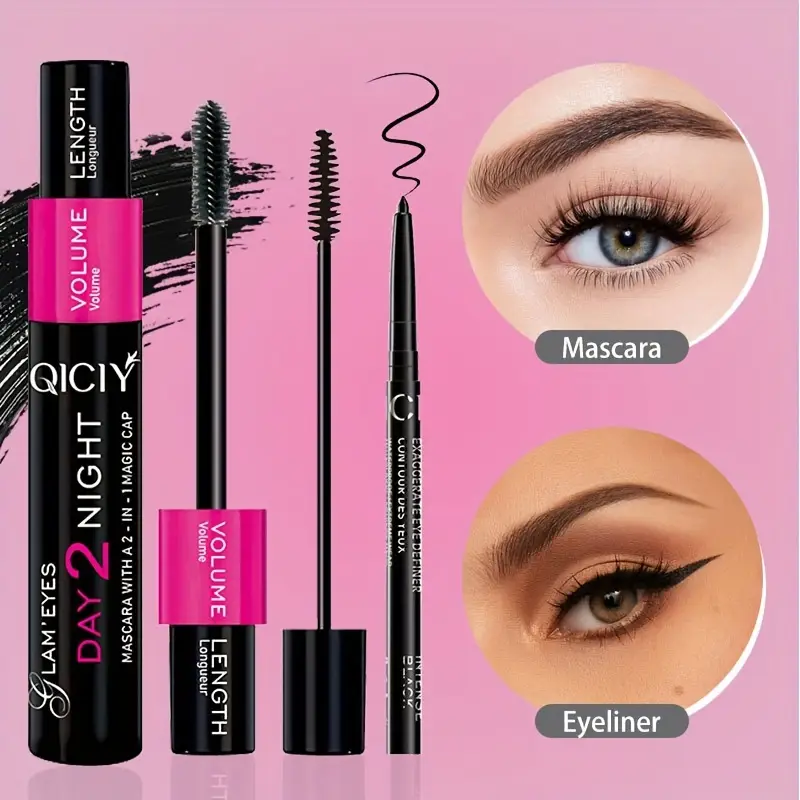 QICIY 2 in 1 Long Lasting Waterproof Black Mascara & Eyeliner Pen Mask Queen Nepal