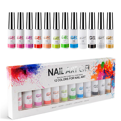 Professional 12colors 3D Nail Liner Gel Drawing Gel for Nail Art Mask Queen Nepal