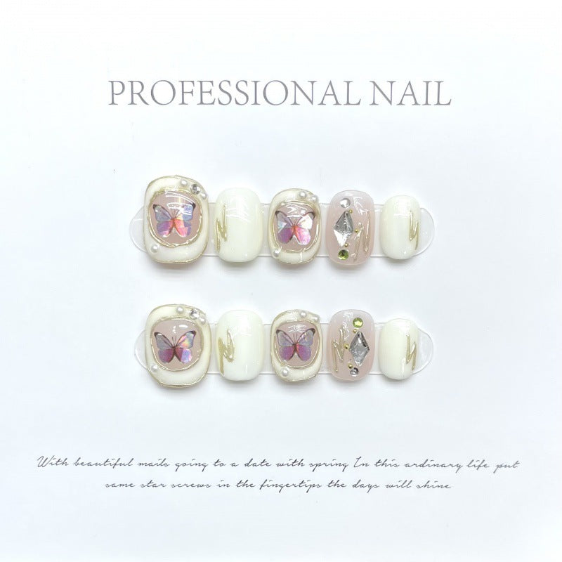 Press On Nail Short Nails Round Shape 10Pcs Mask Queen Nepal