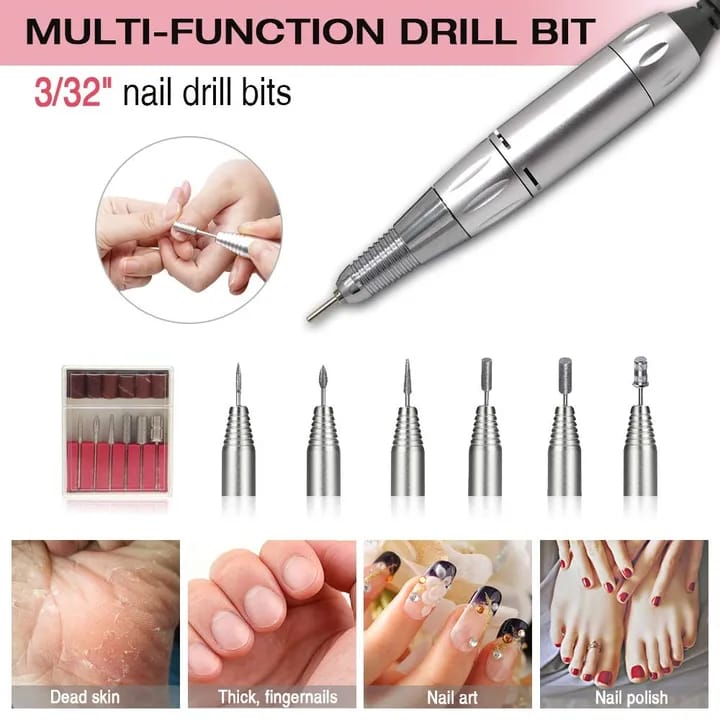 LCD Nail Drill Machine Electric Nail File Rechargeable Engraving Tools Quiet Cordless Manicure Pedicure Mask Queen Nepal