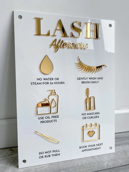 Lash Aftercare Advice Sign Board Mask Queen Nepal