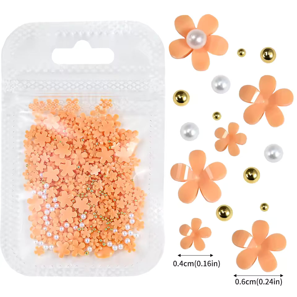 Flower Nail Art Rhinestones 3D Mixed Pearl Gold Beads Mask Queen Nepal