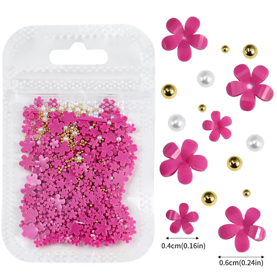 Flower Nail Art Rhinestones 3D Mixed Pearl Gold Beads Mask Queen Nepal