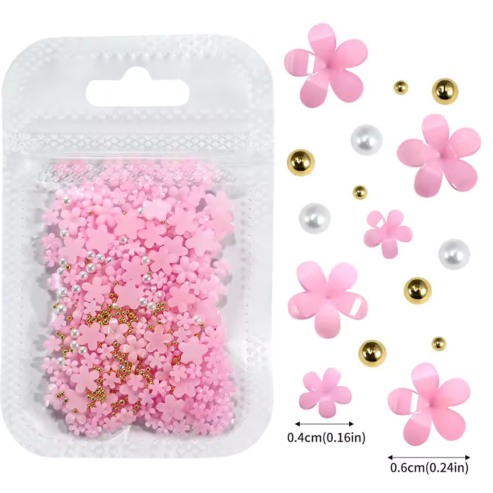 Flower Nail Art Rhinestones 3D Mixed Pearl Gold Beads Mask Queen Nepal