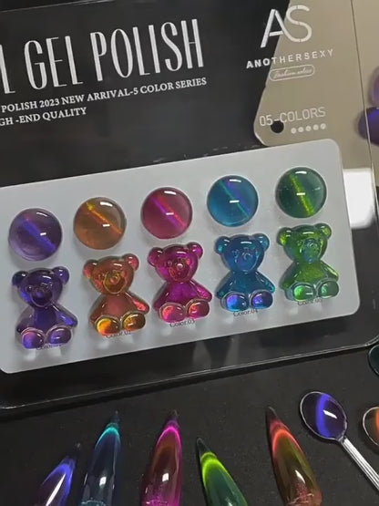 AS Dopamine Rainbow Cat Eye 5 Color Set with Free Already Made Display Board 15ml