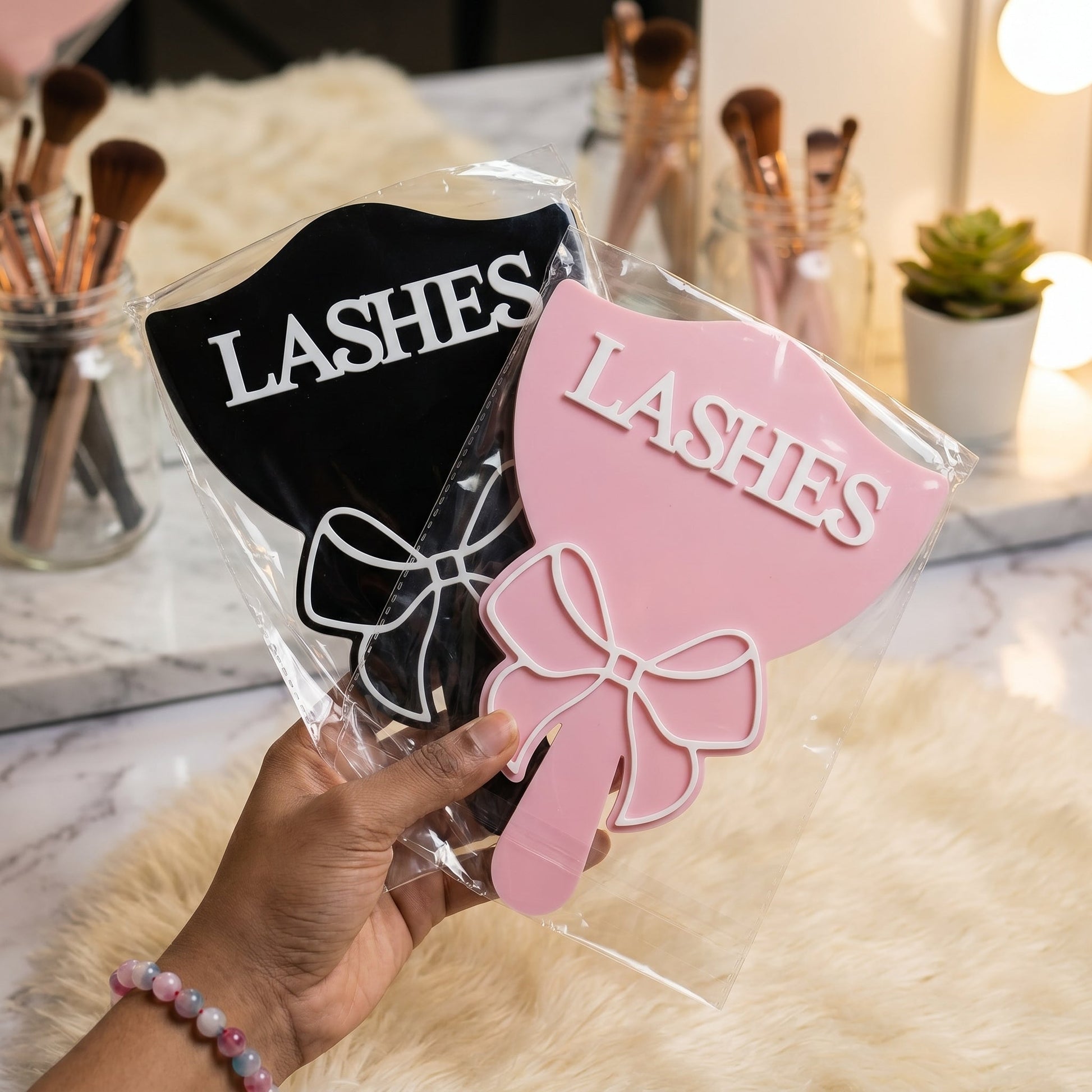 Eyelash Technician Photo Prop Acrylic Handheld Lash Mirror Mask Queen Nepal