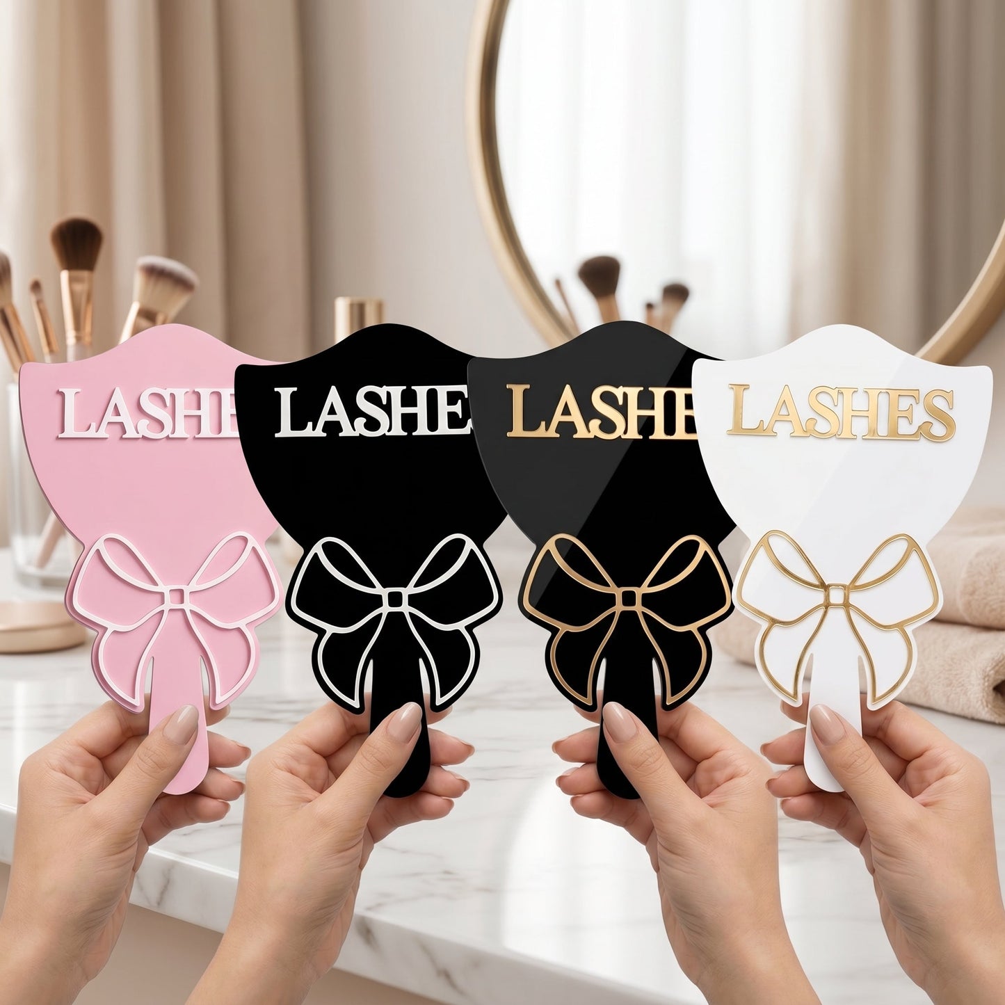 Eyelash Technician Photo Prop Acrylic Handheld Lash Mirror Mask Queen Nepal