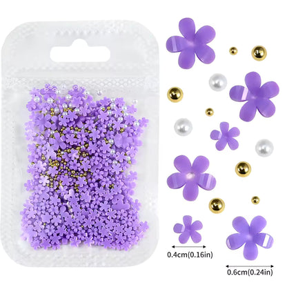 Flower Nail Art Rhinestones 3D Mixed Pearl Gold Beads Mask Queen Nepal