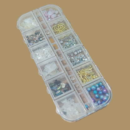 12 Grid Nail Stone Box Nail Art Rhinestone Mask Queen Nepal