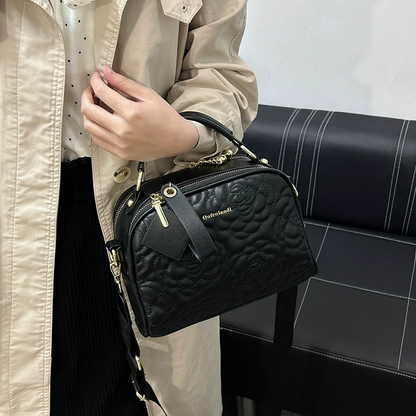 CUCC Black Faux Leather Shoulder Bag With Floral Pattern GAB-137 Mask Queen Nepal