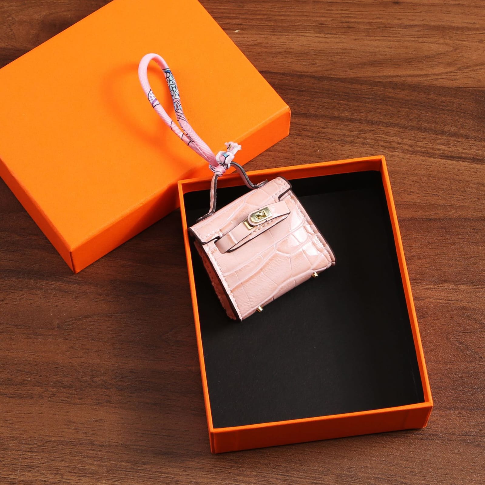 Top Grain Leather Mini Bag Charm Keyring Easy Beauty Nepal