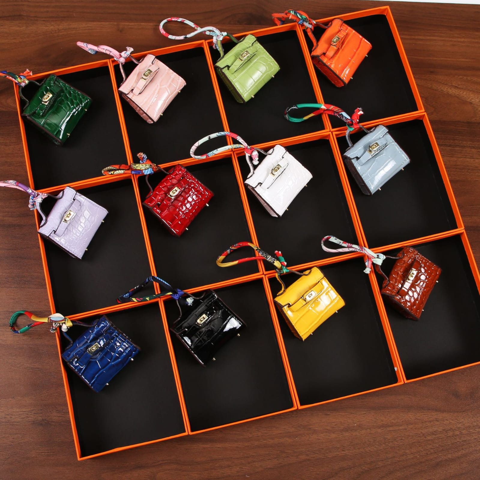 Top Grain Leather Mini Bag Charm Keyring Easy Beauty Nepal