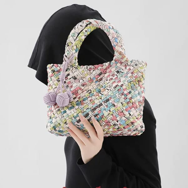 Multicolor Fringed Woven Raffia Shoulder Bag Easy Beauty Nepal