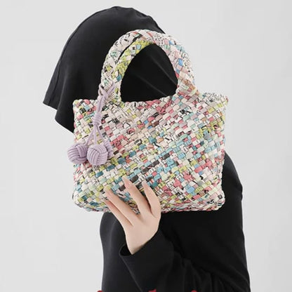 Multicolor Fringed Woven Raffia Shoulder Bag Easy Beauty Nepal