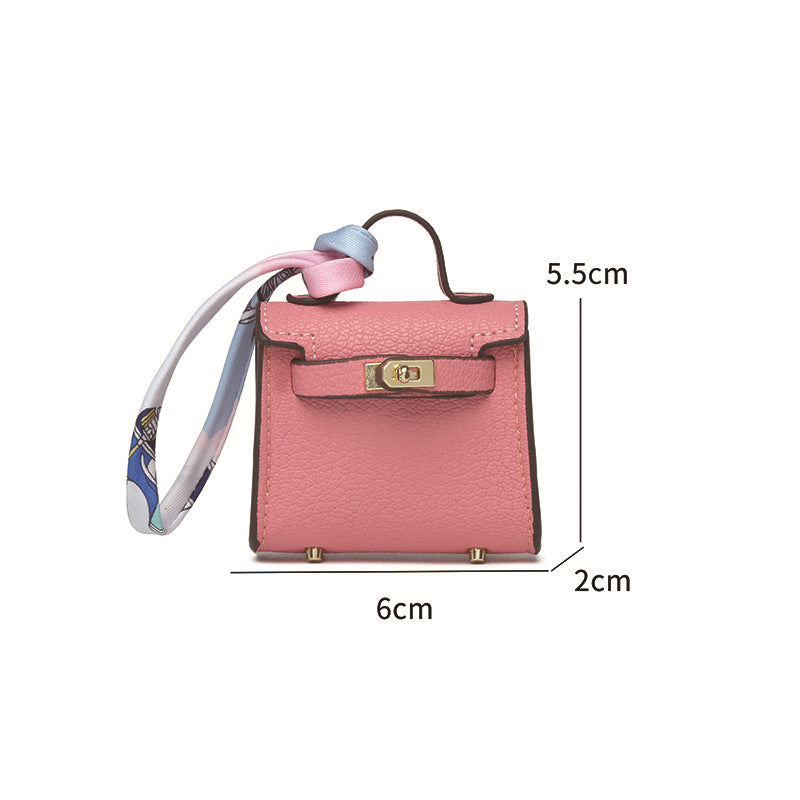 Top Grain Leather Mini Bag Charm Keyring Easy Beauty Nepal