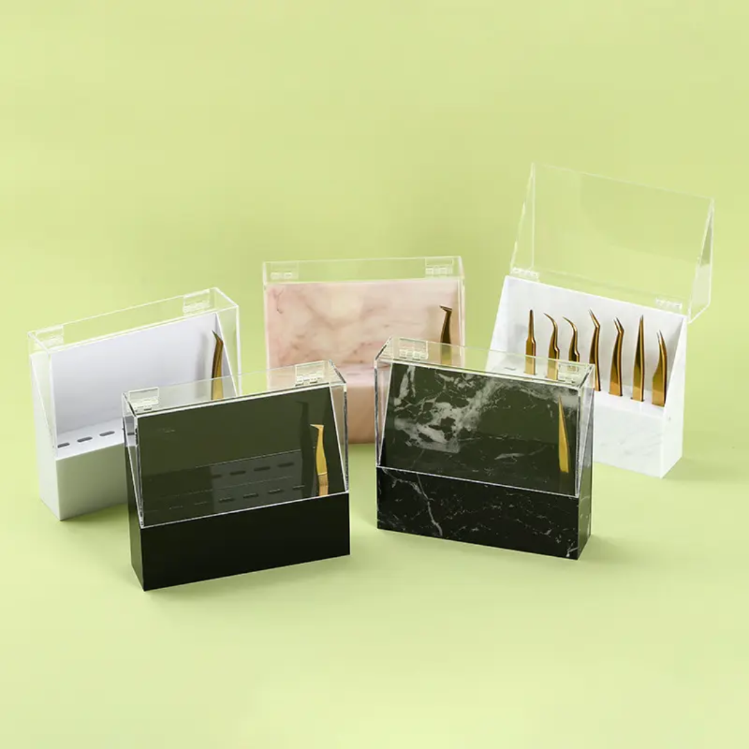 Acrylic Tweezers Storage Box with Dust Cover 8 Holes Mask Queen Nepal