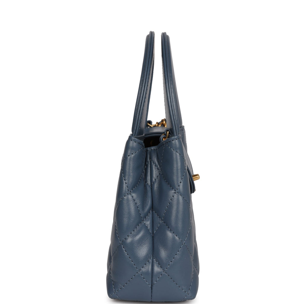 Chanel Small Kelly Shopper Blue Shiny Aged Calfskin Brushed Gold Hardware Mask Queen Nepal