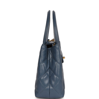 Chanel Small Kelly Shopper Blue Shiny Aged Calfskin Brushed Gold Hardware Mask Queen Nepal