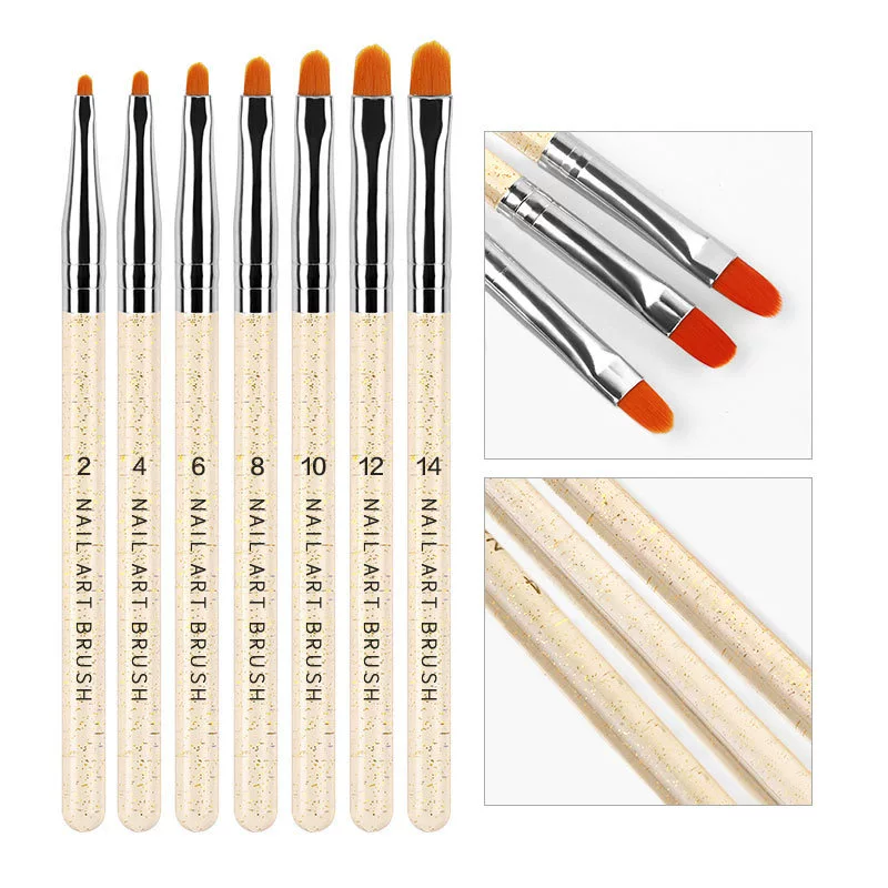 Nail Art Gel Brush Golden 7Pcs Set Mask Queen Nepal