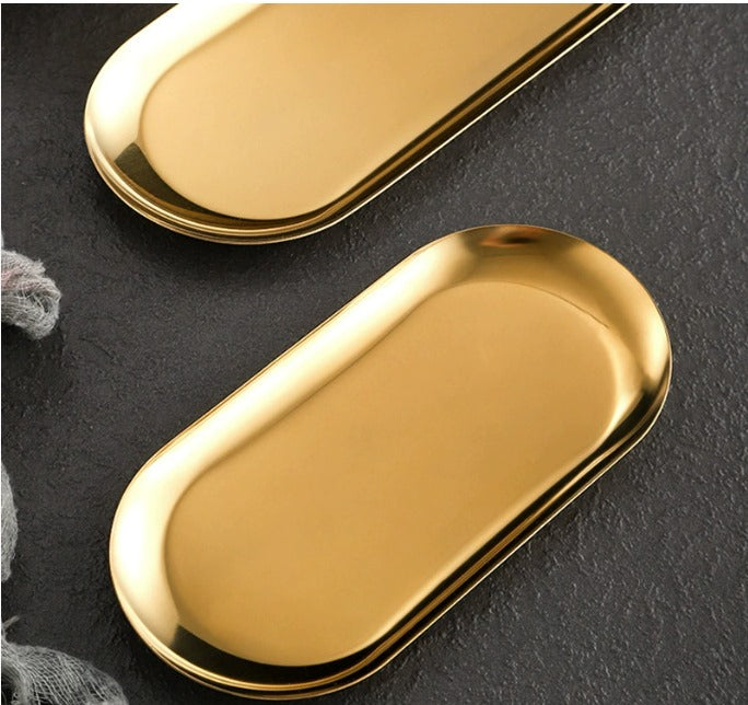 Oval Golden & Silver Stainless Steel Decorative Tray Mask Queen Nepal