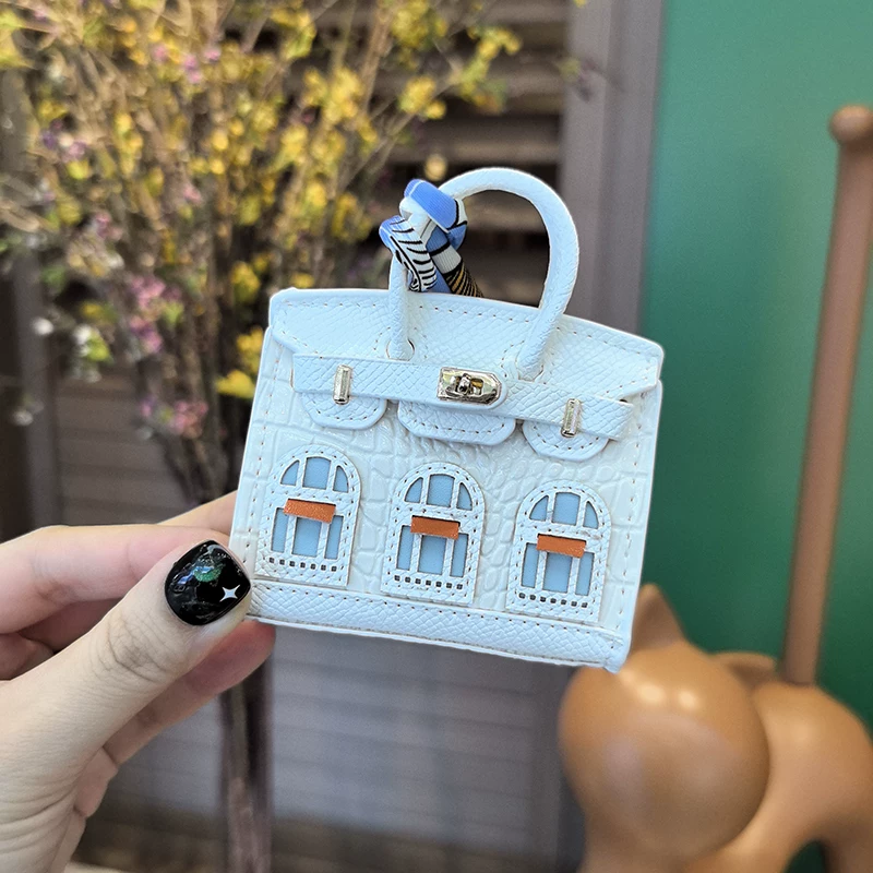 Top Grain Leather Mini Bag Charm Keyring Easy Beauty Nepal