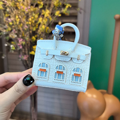 Top Grain Leather Mini Bag Charm Keyring Easy Beauty Nepal