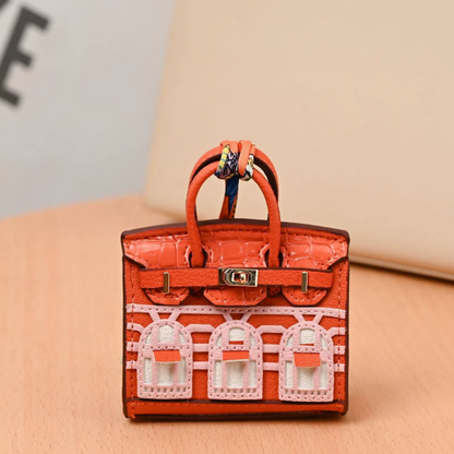 Top Grain Leather Mini Bag Charm Keyring Easy Beauty Nepal