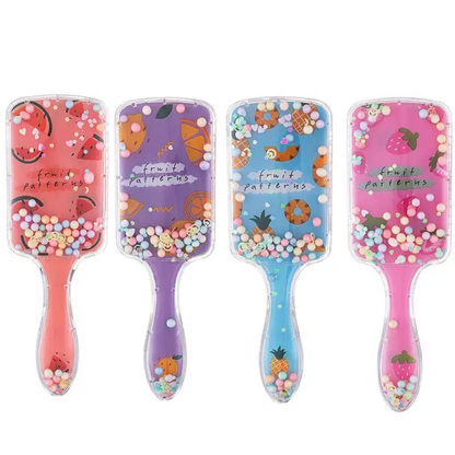 Cute Fruit Floating Glitter Detangling Hair Brush Mask Queen Nepal
