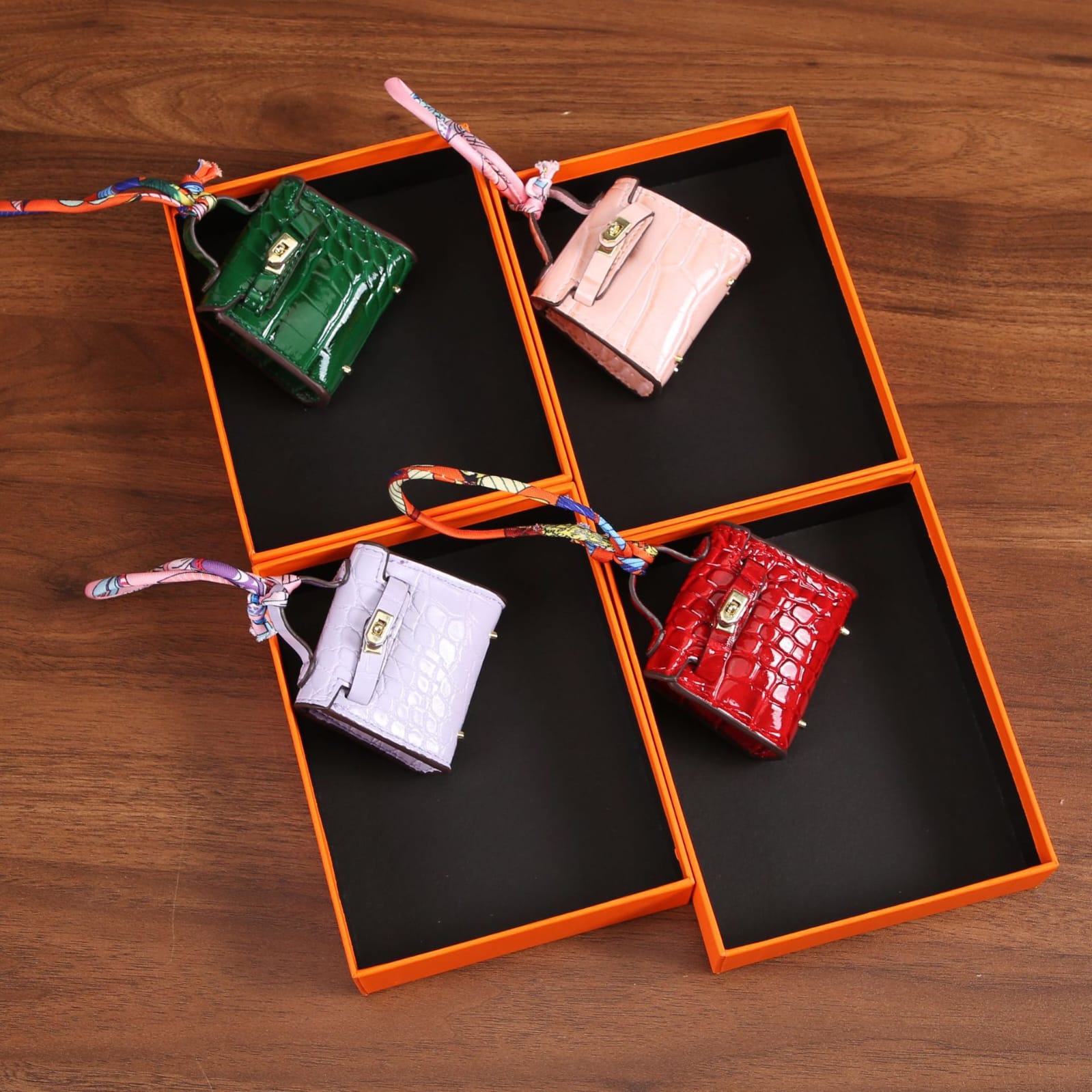 Top Grain Leather Mini Bag Charm Keyring Easy Beauty Nepal