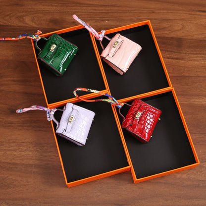 Top Grain Leather Mini Bag Charm Keyring Easy Beauty Nepal