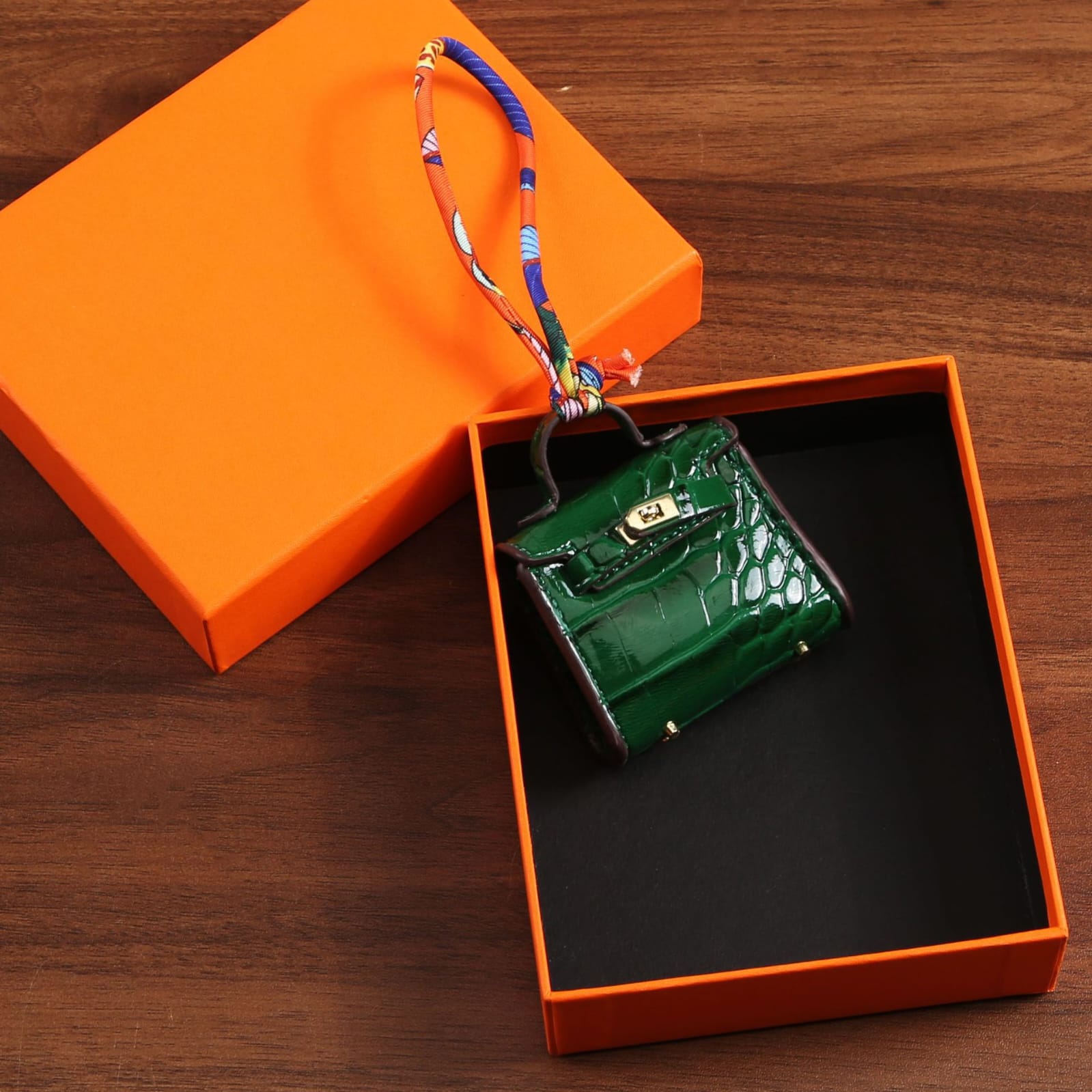 Top Grain Leather Mini Bag Charm Keyring Easy Beauty Nepal