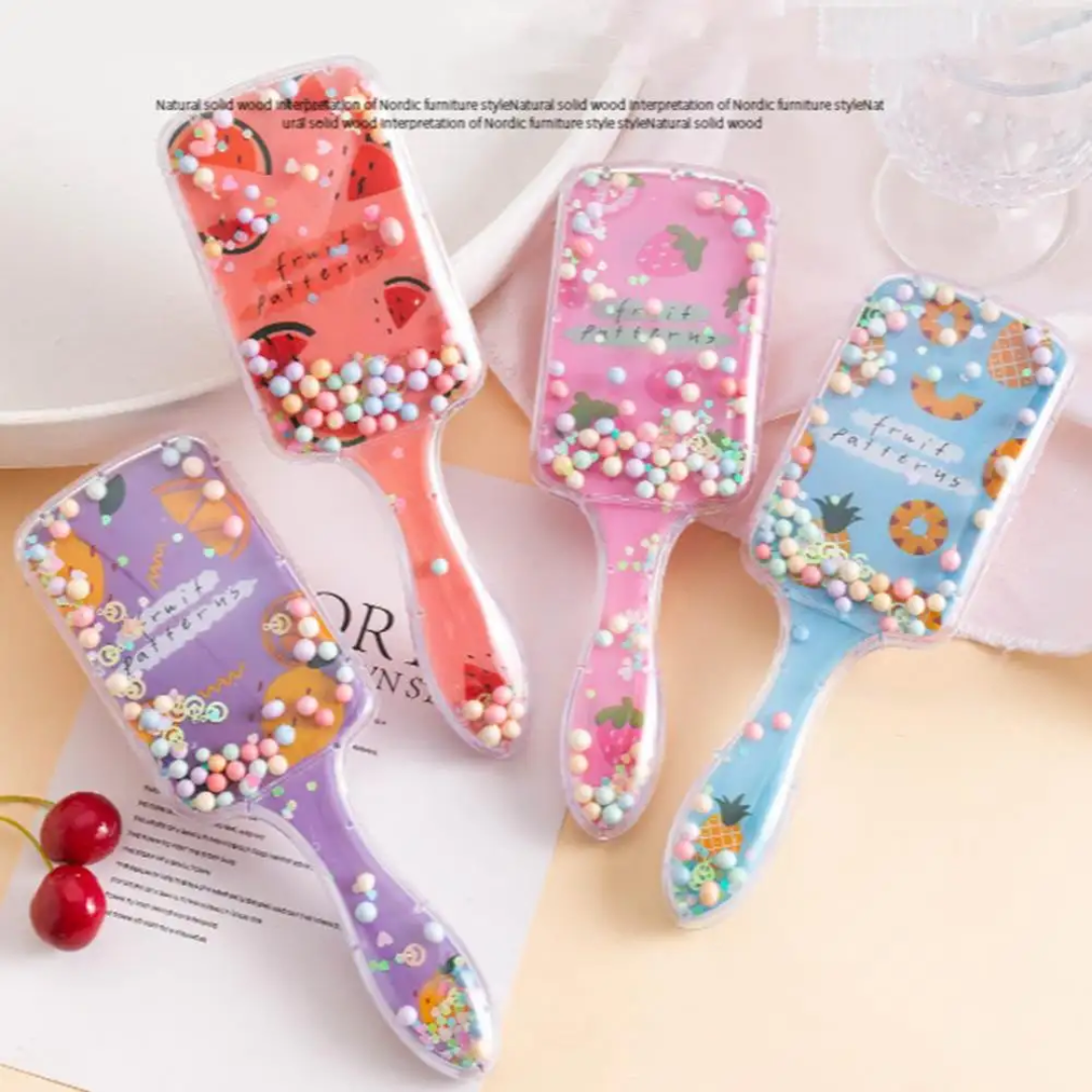 Cute Fruit Floating Glitter Detangling Hair Brush Mask Queen Nepal