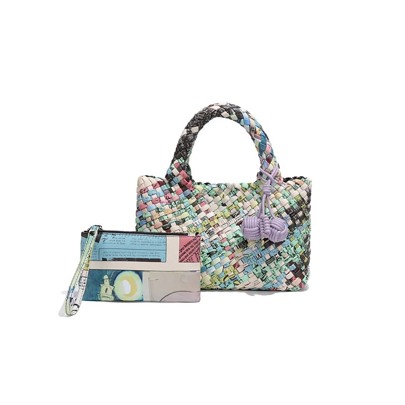 Multicolor Fringed Woven Raffia Shoulder Bag Easy Beauty Nepal