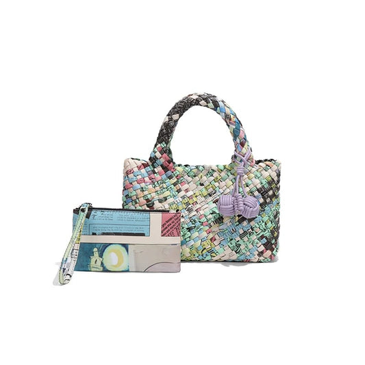 Multicolor Fringed Woven Raffia Shoulder Bag Easy Beauty Nepal