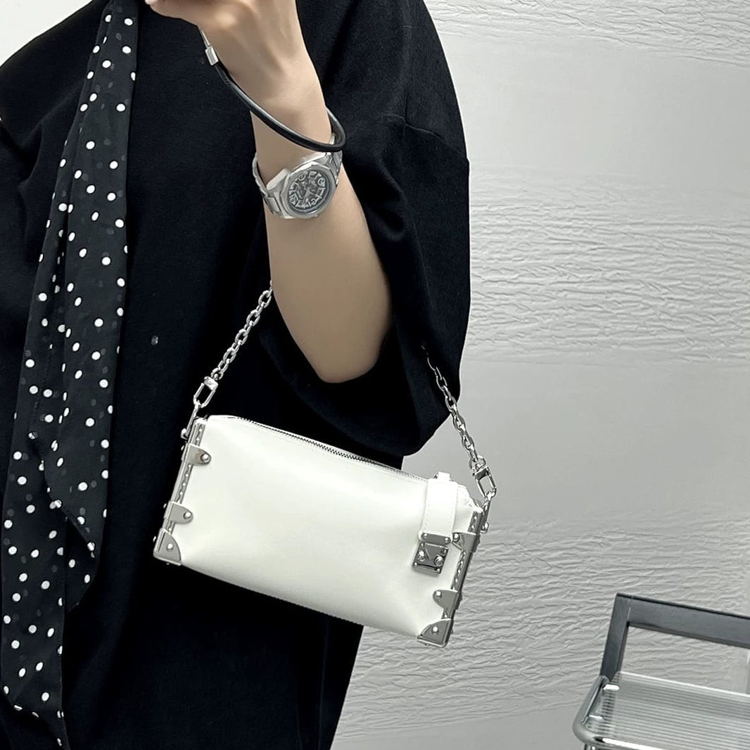 Louis Vuitton Slim Trunk white  leather bag Easy Beauty Nepal