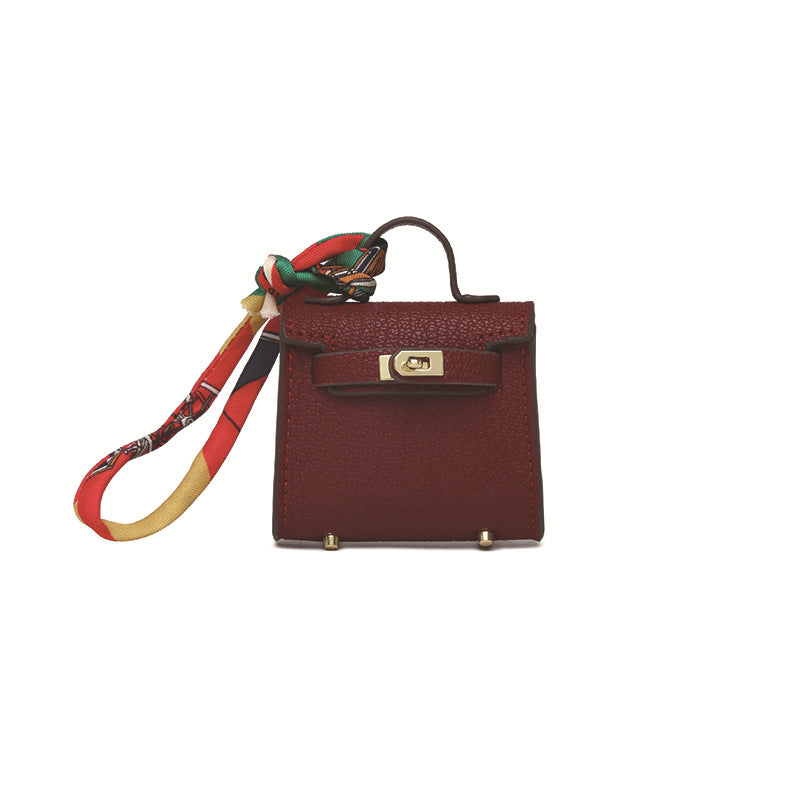 Top Grain Leather Mini Bag Charm Keyring Easy Beauty Nepal