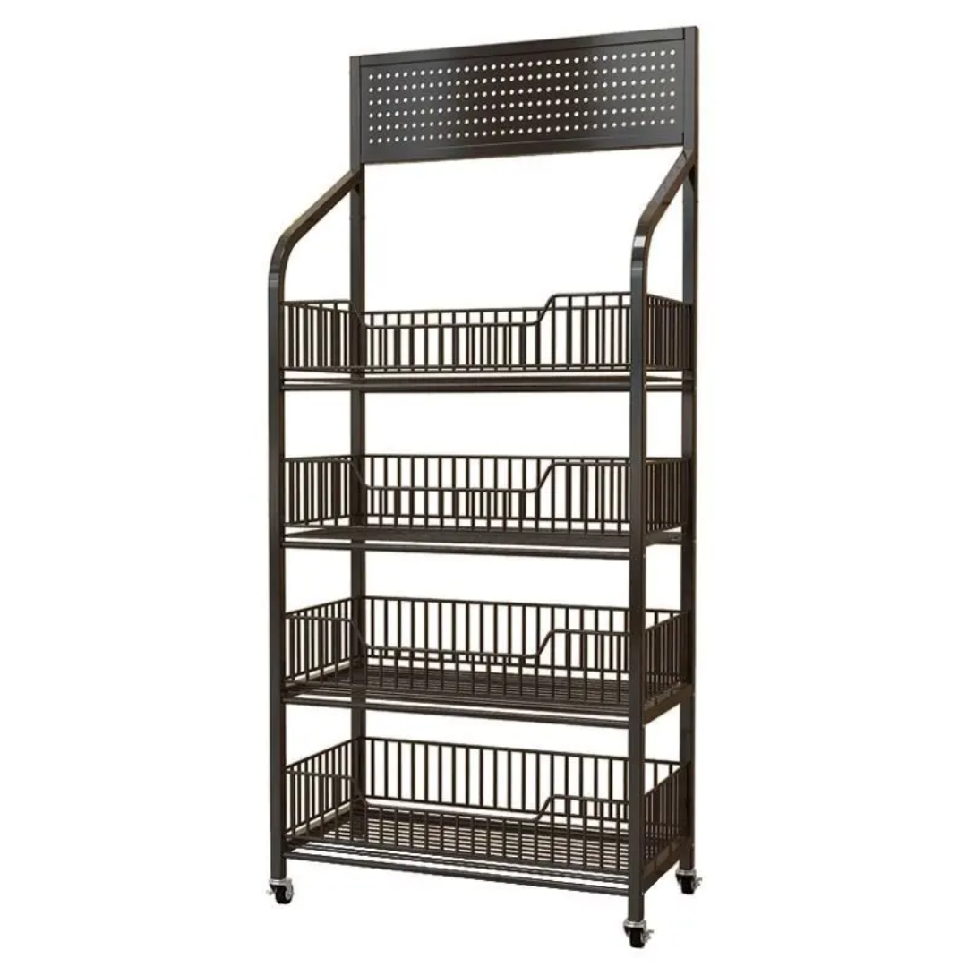 Multi-Tier Retail Display Rack with Wheels & Hooks — Store Checkout Merchandise Stand Mask Queen Nepal