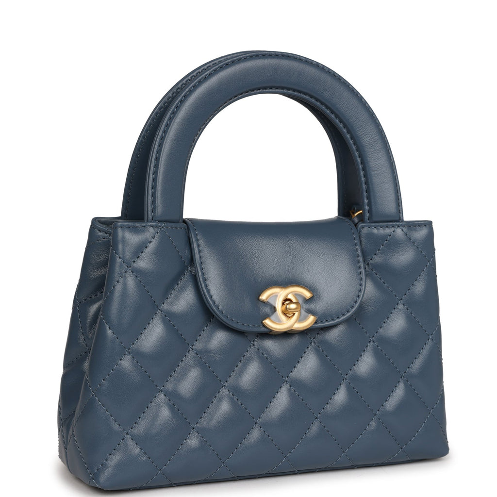 Chanel Small Kelly Shopper Blue Shiny Aged Calfskin Brushed Gold Hardware Mask Queen Nepal
