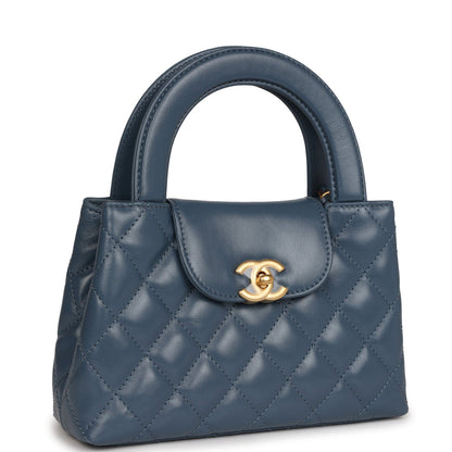 Chanel Small Kelly Shopper Blue Shiny Aged Calfskin Brushed Gold Hardware Mask Queen Nepal