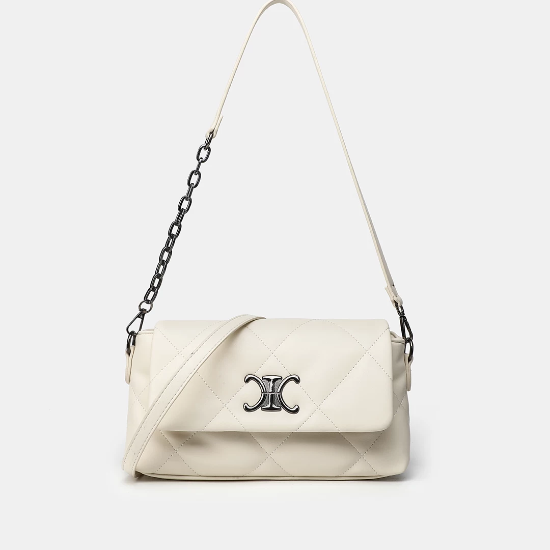 Pearl Lumina Quilted Shoulder White Bag GAB-140 Mask Queen Nepal