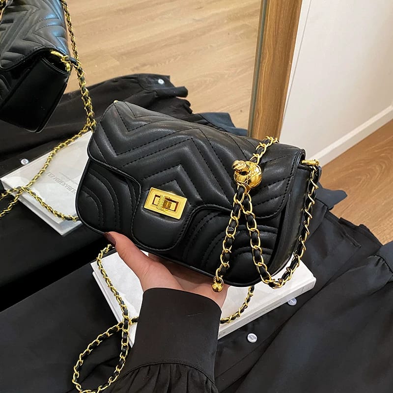 Woman's Leather Quilted Chain Crossbody Bag Easy Beauty Nepal