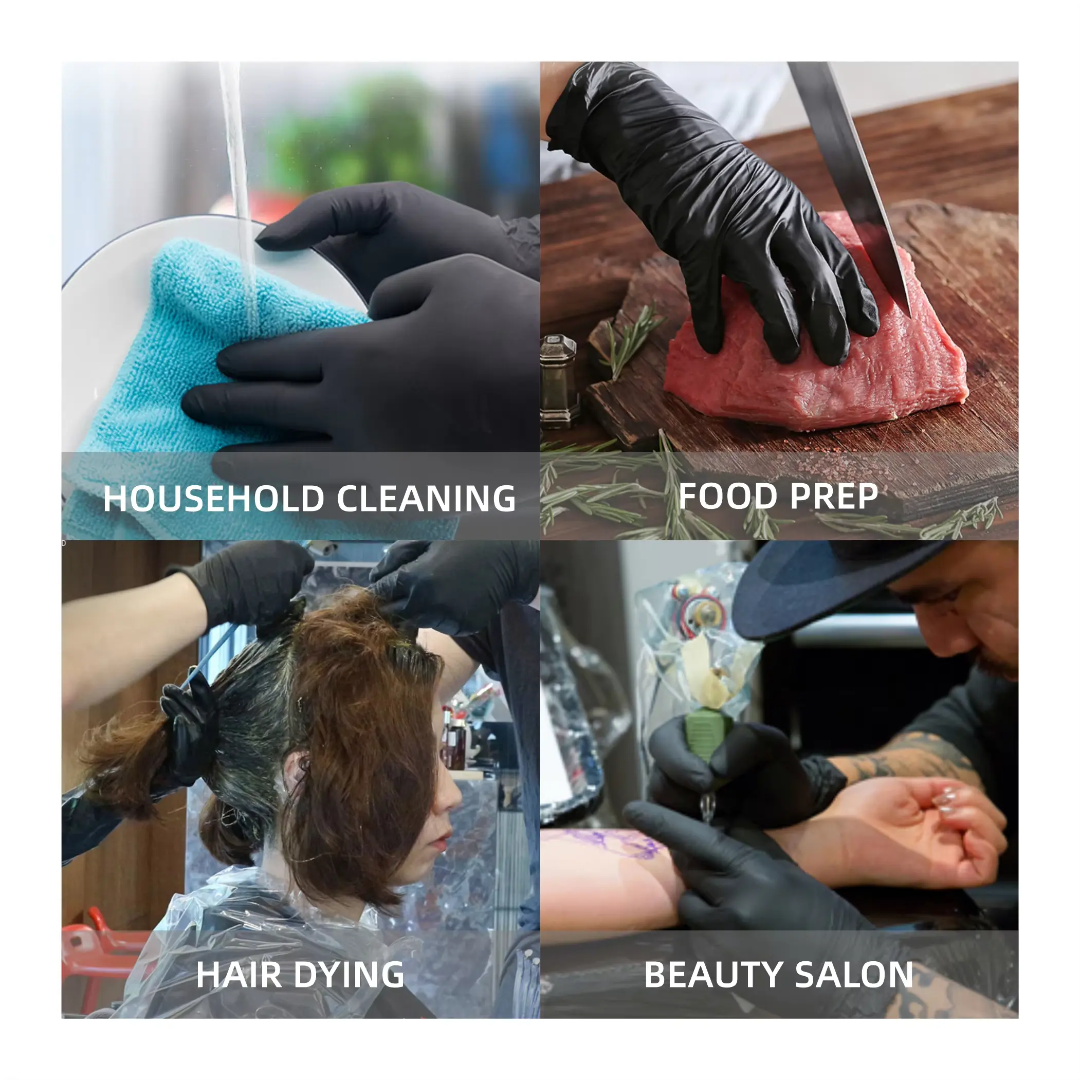 ANBOSON Disposable Black Nitrile Gloves no dust 50Pcs Mask Queen Nepal