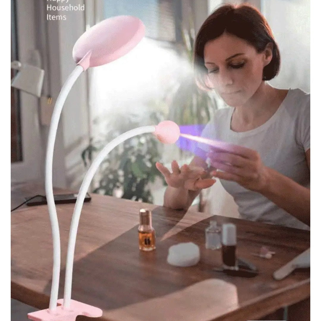 2-in-1 Clip-on LED Nail Lamp Desk Light — UV Nail Gel Dryer with Magnifying Style Lighting Mask Queen Nepal
