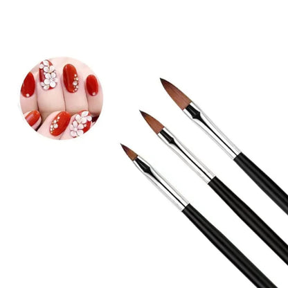 3Pcs Natural Bristles & Light Sturdy Crystal Body Nail Art Acrylic Brush Set Mask Queen Nepal